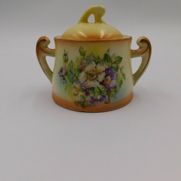 Czecho Slovakia Hand Painted Pottery Tea Set Floral Design Teapot Sugar Creamer - Picture 10 of 12